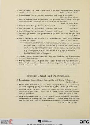 Elfenbein-, Email- und Oelminiaturen (Nr. 47-132)