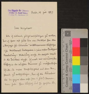 Brief von Rudolf Steiner an Elisabeth Mentzel, 18.07.1897