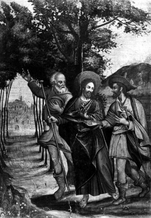 Christus mit den Jüngern nach Emmaus wandernd
