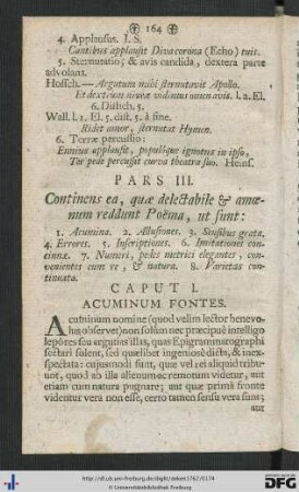 Pars III. Continens ea, quae delectabile et amoenum reddunt Poëma.