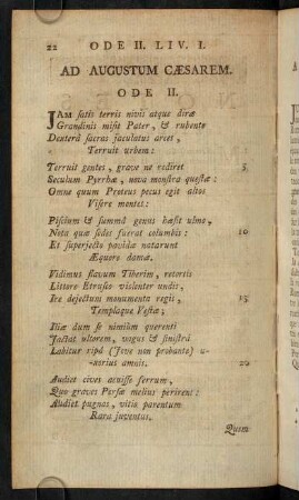 22-41, Ad Augustum Caesarem. Ode II.; Remarques Sur L'Ode II.; Notes Sur L'Ode II.