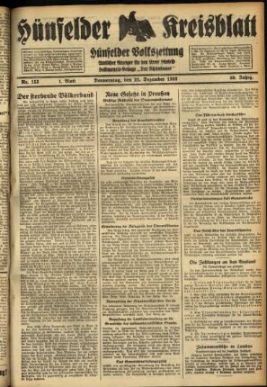 Erste Ausgabe vom Donnerstag, den 21. Dezember 1933.