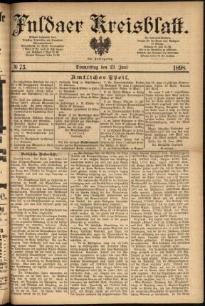 Erste Ausgabe vom Donnerstag, den 23. Juni 1898.