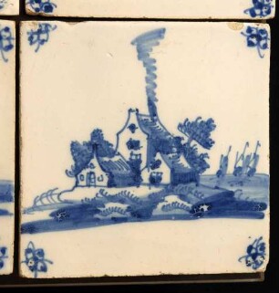 Fliese mit Landschaftsdarstellung