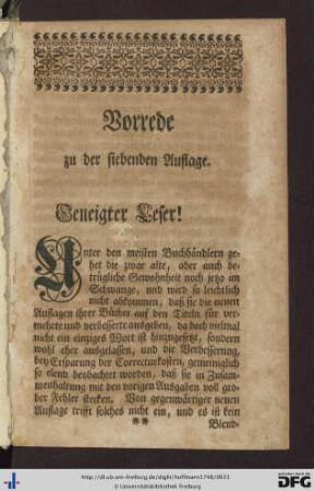 Vorrede zu der sechsten Auflage.