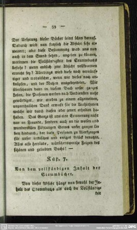 Kap. 7. Von dem vollständigen Inhalt der Stammbücher
