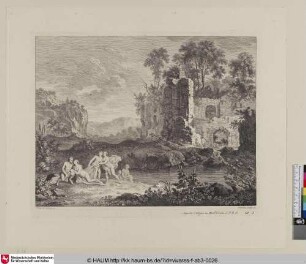 [Landschaft mit Ruinen, badenden Nymphen und einem Faun]