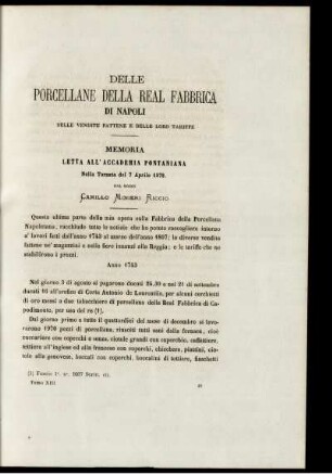 Delle Porcellane Della Real Fabbrica Di Napoli Delle Vendite Fattene E Delle Loro Tariffe