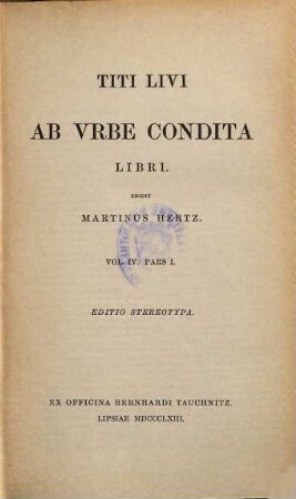 Titi Livi Ab vrbe condita : libri, 4,1