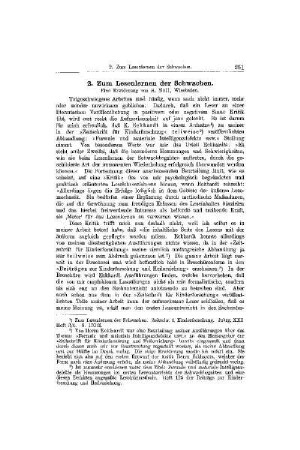 Zum Lesenlernen der Schwachen : [Mitteilungen]