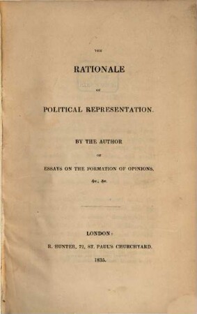 The Rationale of Political Representation