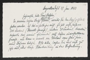 Brief von Anna Marie Avenarius und Hannes M. Avenarius an Margarete Hauptmann