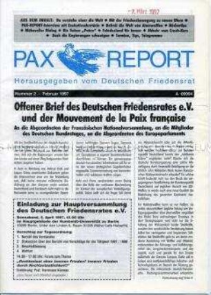 Mitteilungsblatt (Rundbrief) des Deutschen Friedensrates u.a. zur Arbeit und den Perspektiven für die Friedensbewegung, über die NATO - Strategie und zum Nahostkonflikt – Sachkonvolut