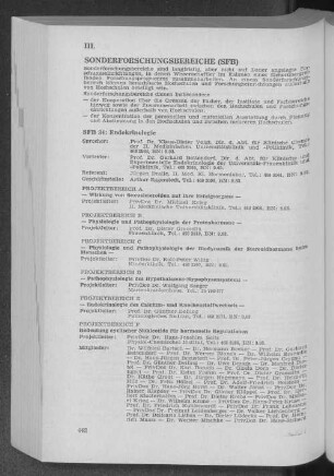 III. Sonderforschungsbereiche (SFB)