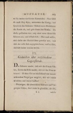 IX. Gedanken über verschiedene Gegenstände