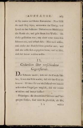 IX. Gedanken über verschiedene Gegenstände