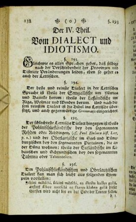 Der IV. Theil. Vom Dialect und Idiotismo