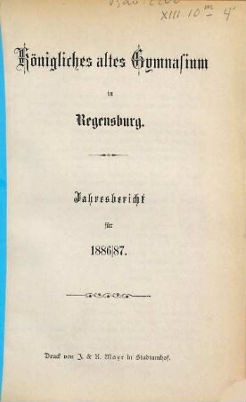 Jahres-Bericht. 1886/87