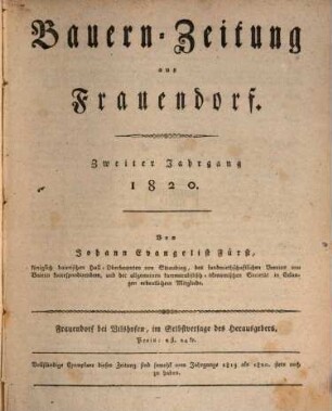 Bauern-Zeitung aus Frauendorf. 1820 = Jg. 2