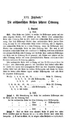 XVI. Abschnitt. Die arithmetischen Reihen höherer Ordnung.