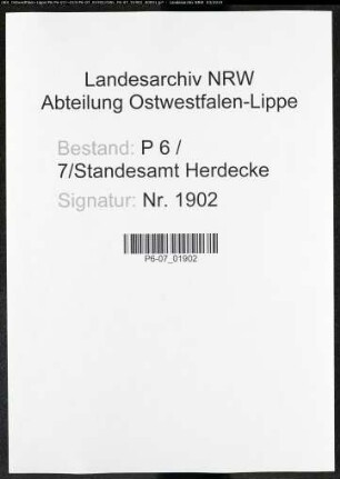 Sterberegister Standesamt Herdecke