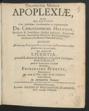 Delineatio Medica Apoplexiae