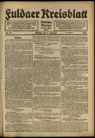 Ausgabe vom Montag, den 03. Februar 1919.