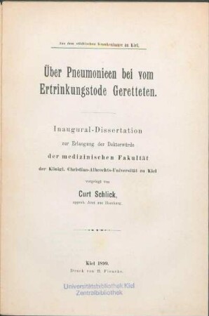 Über Pneumonieen bei vom Ertrinkungstode Geretteten