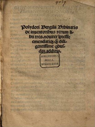 De inventoribus rerum libri tres