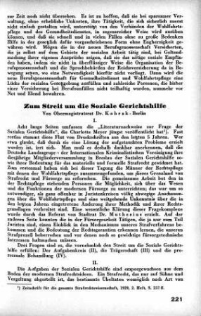Zum Streit um die Soziale Gerichtshilfe