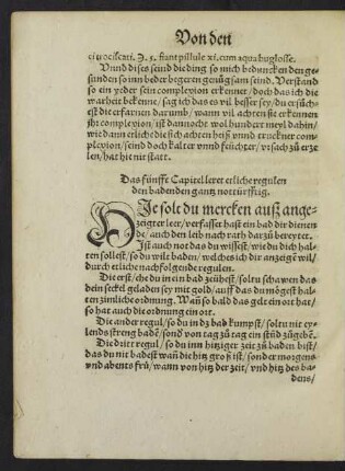 Das fünfft Capitel leret etliche regulen den badenden gantz nottürfftig.