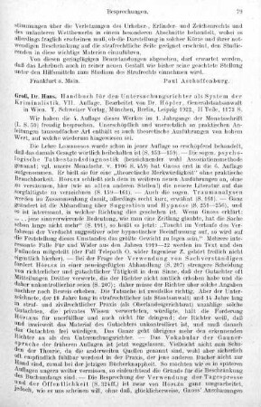 79-80, Hans Groß. Handbuch für den Untersuchungsrichter als System der Kriminalistik. 1922