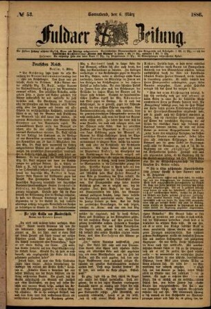 Ausgabe vom Samstag, den 06. März 1886.