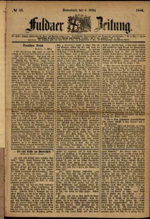 Ausgabe vom Samstag, den 06. März 1886.
