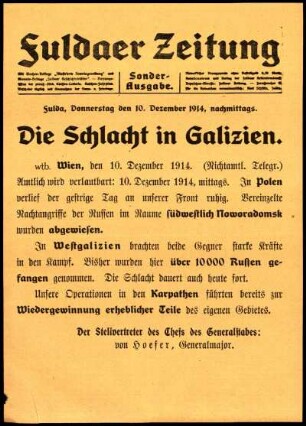 Zweite Ausgabe vom Donnerstag, den 10. Dezember 1914.