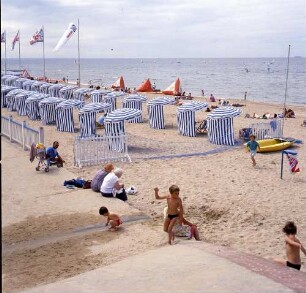 Frankreich/Département Calvados. Cabourg. Blick auf den Strand mit Strandmuscheln