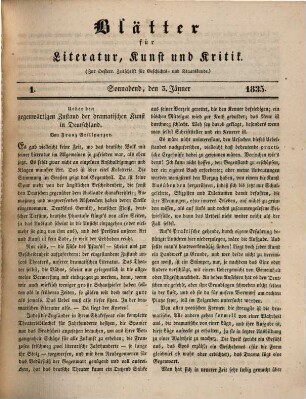 Blätter für Literatur, Kunst und Kritik. 1. 1835