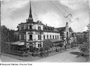Dresden-Klotzsche, Königsbrücker Landstraße 73. Kurhaus Klotzsche (1888). Eckansicht