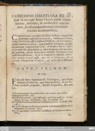 Caput Primum. De Fide.
