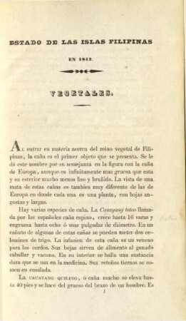 Estado de las islas Filipinas en 1842. Vegetales