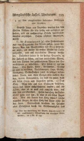 §. 28. Von abergläubischen äusserlichen Ahndungen oder Anzeichen.