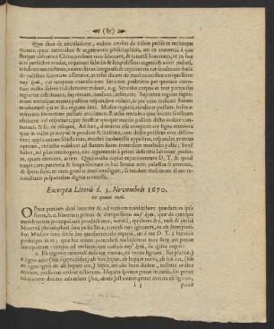 Excerpta Literis d. 5. Novembris 1670. ex quam tum.