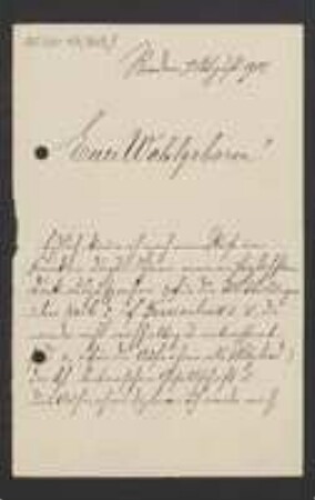 Brief von Alois Zick an Unbekannt
