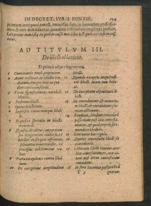 Ad Titulum III. De libelli oblatione.
