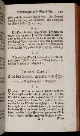 Zweytes Capitel. Von den Linien, Winkeln und Figuren, in Ansehung ihrer Gleichheit.