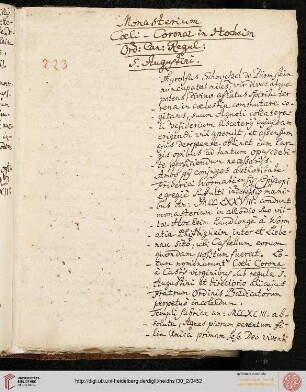 Monasterium Coeli-Coronae in Hocheim Ord. Can. Regul. S. Augustini