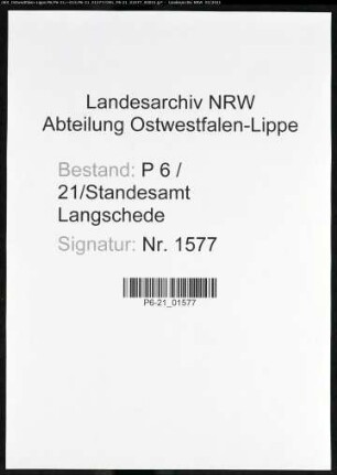 Sterberegister Standesamt Langschede