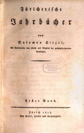 Züricherische Jahrbücher, 1