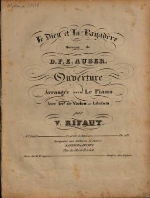 Le dieu et la bayadère : ouverture