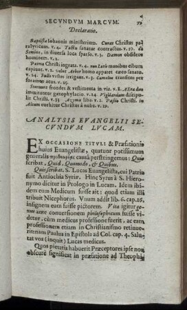Analysis Evangelii Secundum Lucam.